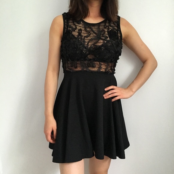 One Of A Kind Black Floral Mesh Dress - Picture 2 of 5